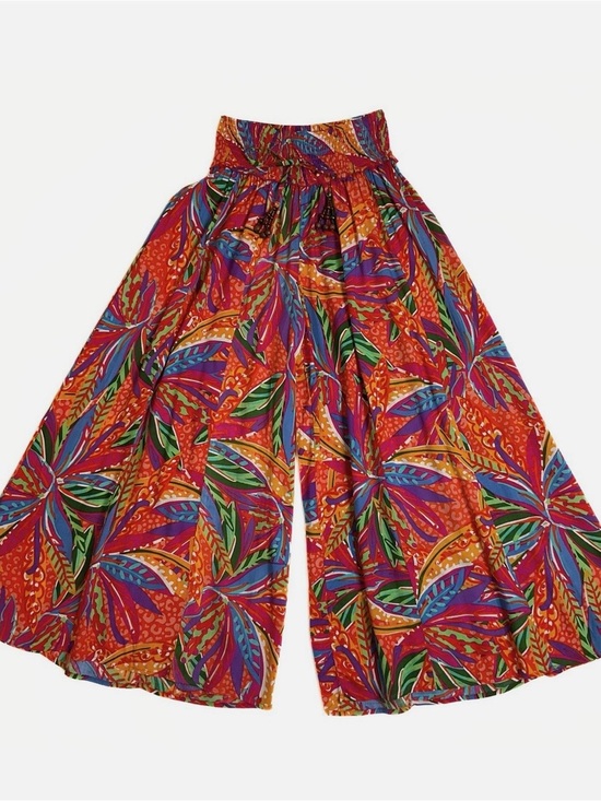 True Destinations Pants - True Destinations Tropical Vibrant Super Wide Leg Palazzo Pants Resortwear Sz M